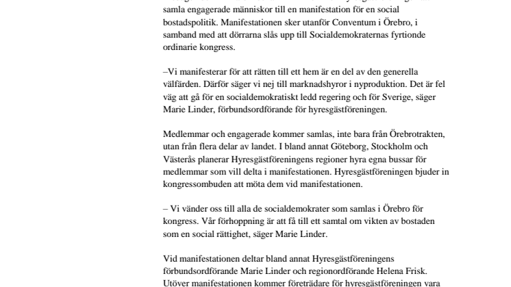 Hyresgästföreningen demonstrerar utanför Socialdemokraternas kongress