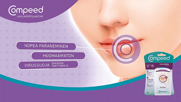 Huomaamaton Compeed® Huuliherpeslaastari parantaa nopeasti.
