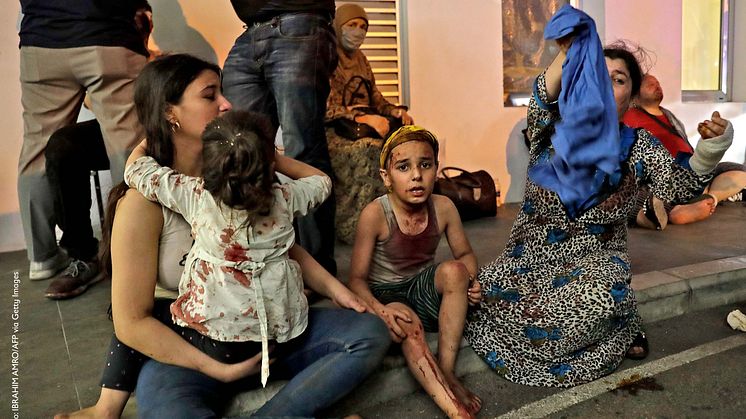 Många barn i fara efter explosionen i Beirut