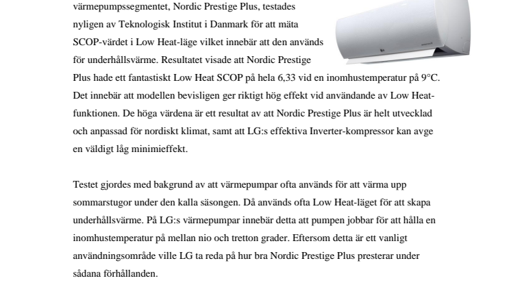 LG:S FLAGGSKEPPSMODELL NORDIC PRESTIGE PLUS FÅR TOPPRESULTAT PÅ SCOP VID UNDERHÅLLSVÄRME 