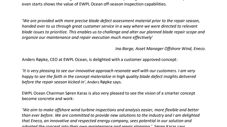 New blade inspection concept enables Eneco to utilize full blade repair season 