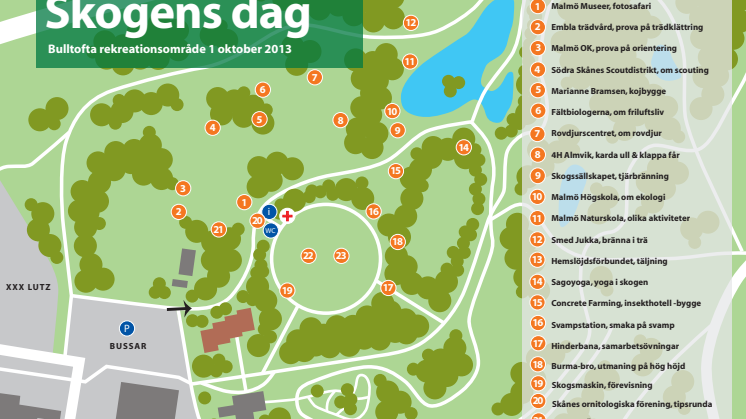 Karta över Skogens dag 1 oktober på Bulltoftafältet