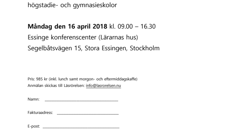 Program konferens, BERÄTTELSER SOM FÖRÄNDRAR 2018-04-16