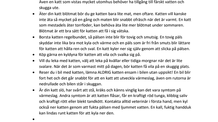 Skydda din katt och hund i värmen!