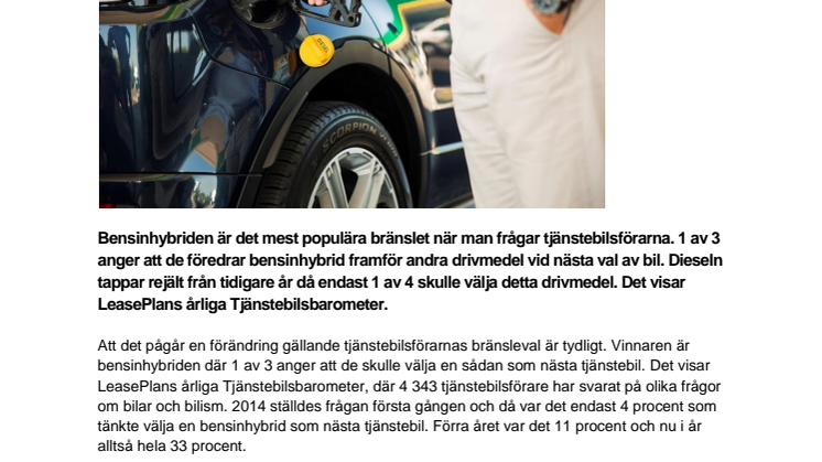 Tjänstebilsförarna ratar dieseln till förmån för bensinhybriden