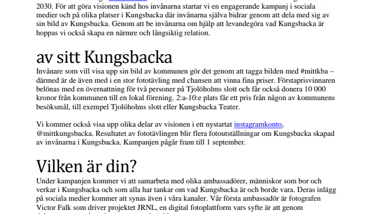 Kungsbackas många fans ska ge sin bild av kommunen
