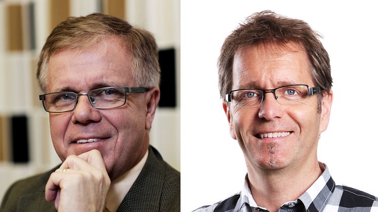Erik Hellqvist, VD Svensk Byggtjänst och Nils Vernersson, affärsområdeschef för Omvärldsbevakning, Svensk Byggtjänst