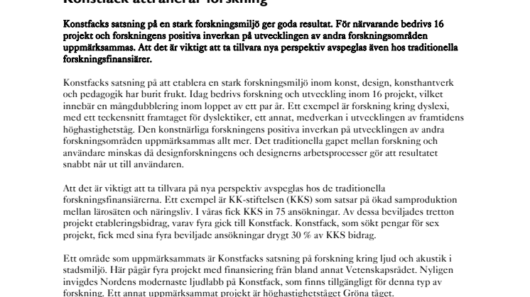 Konstfack attraherar forskning