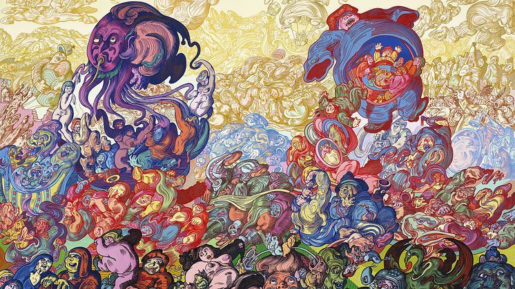 Erró "Odelscape", 1982. Glycerophtalic paint on canvas 200 x 300 cm. Reykjavík Art Museum – Erró Collection © Erró : VISDA