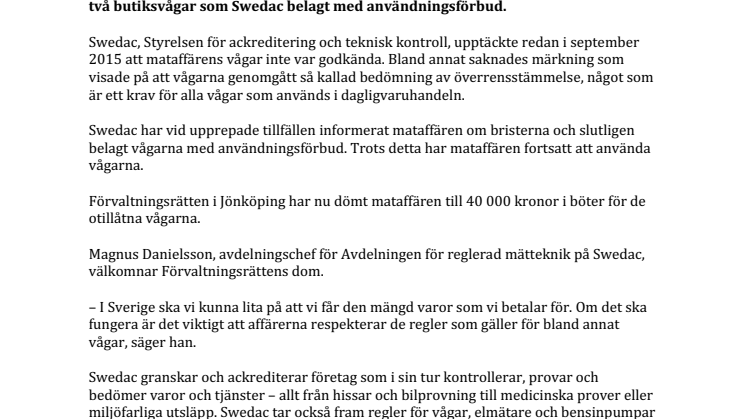 Böter för otillåtna vågar