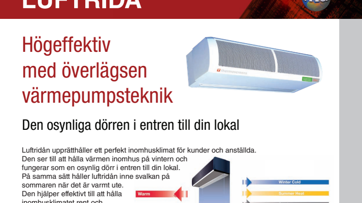HÖGEFFEKTIV LUFTRIDÅ MED ÖVERLÄGSEN VÄRMEPUMPSTEKNIK
