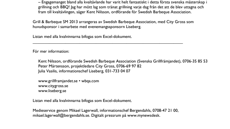 34 kvalvinnare utsedda inför grill-SM på Liseberg i helgen
