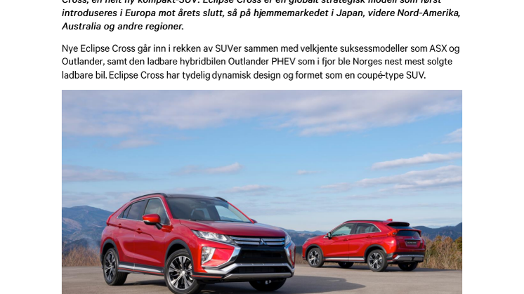 Verdenspremiere på Mitsubishi Eclipse Cross