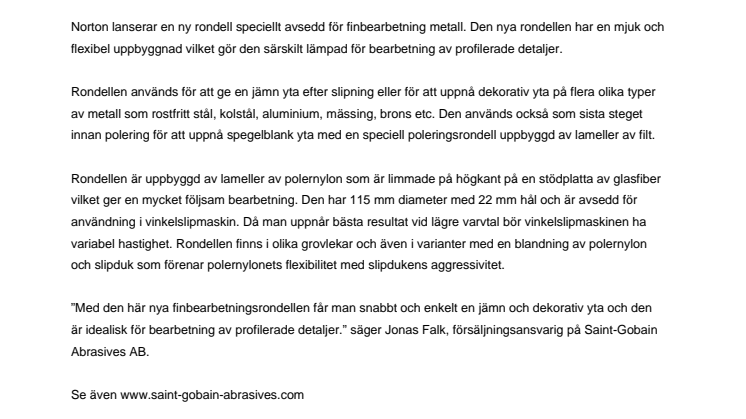Ny finbearbetningsrondell för profilerade detaljer