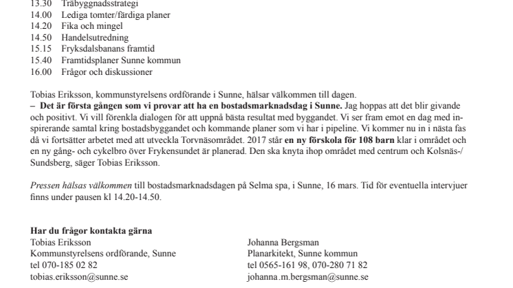 Premiär för bostadsmarknadsdag i Sunne