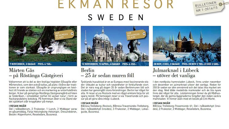 EkmanResor Bulletinen Nr. 1 - 2014/2015 – Njut!