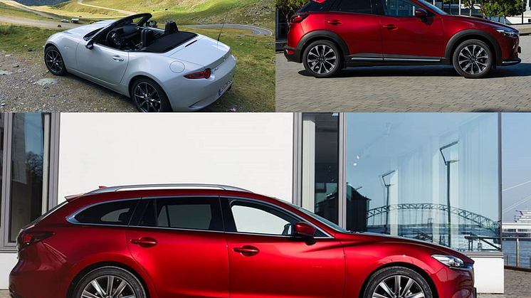 Uppdaterade Mazda6, CX-3 och MX-5