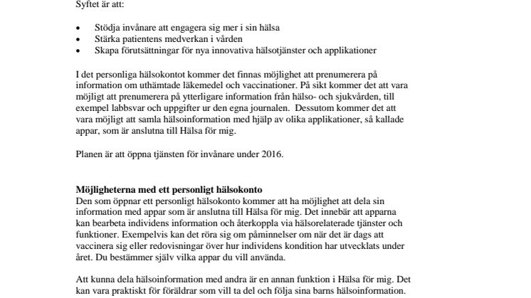 Fakta om Hälsa för mig
