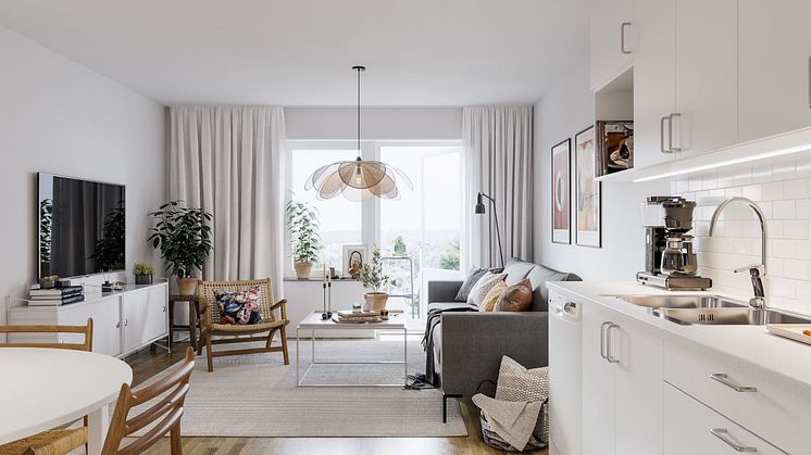 Vardagsrum nyproduktion Måns Bryntessonsgatan Gamlestaden