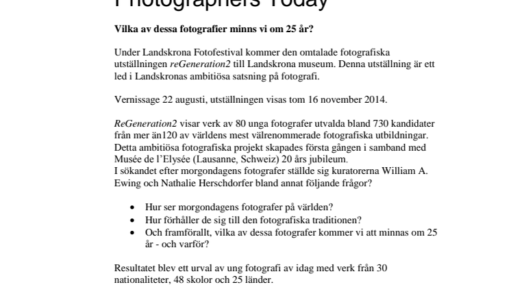reGeneration² – Tomorrow´s Photographers Today