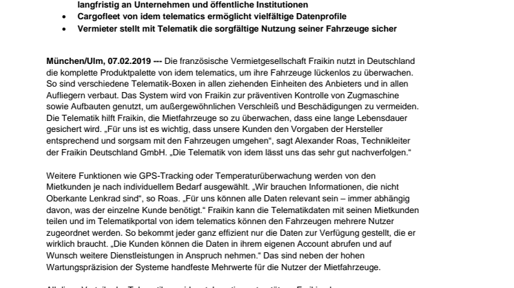 idem telematics sichert lange Lebensdauer von Vermietfahrzeugen