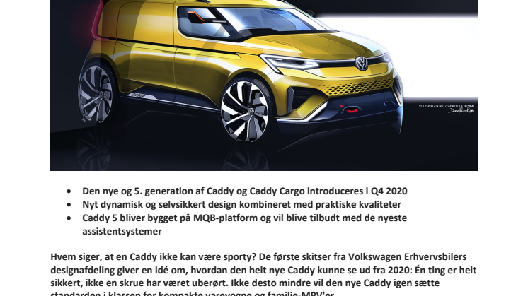  Smugkig på næste generation Caddy –  verdenspremiere i februar 2020