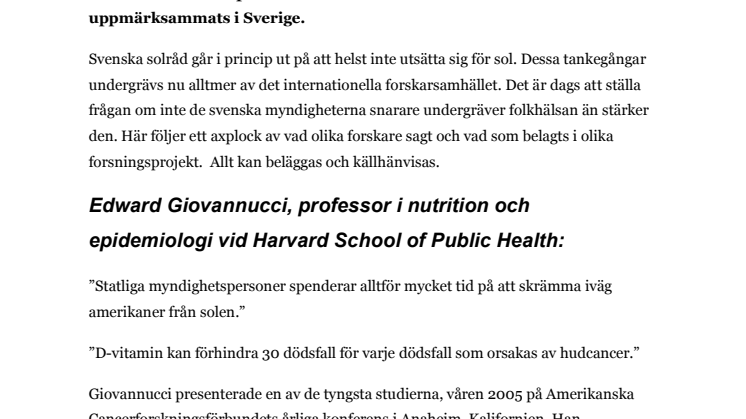 Riskerar svenska solråd folkhälsan?