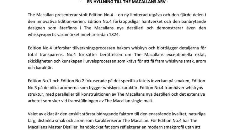 The Macallan presenterar Edition No.4 