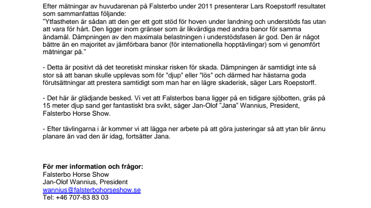Högt betyg till Falsterbos internationella hoppbana