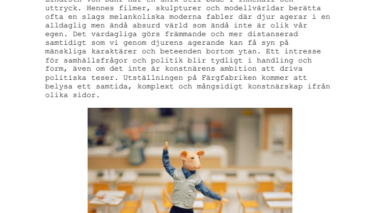 Något att minnas - Niki Lindroth von Bahr i separatutställning på Färgfabriken, hösten 2019