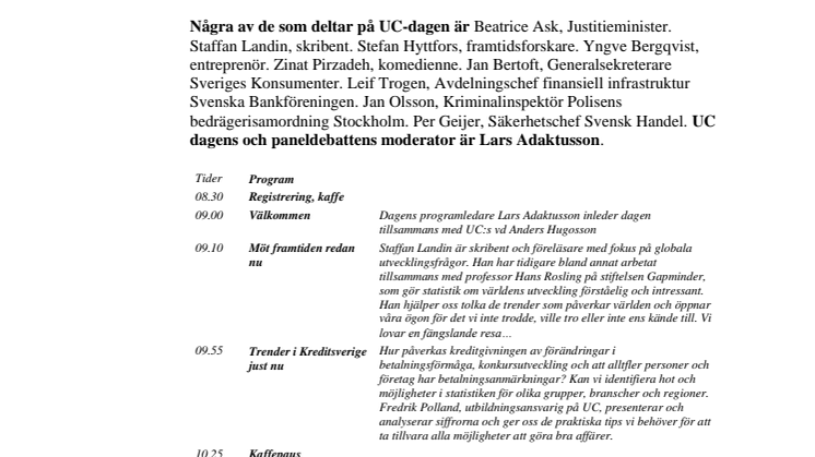 Pressinbjudan UC-dagen 15 oktober.
