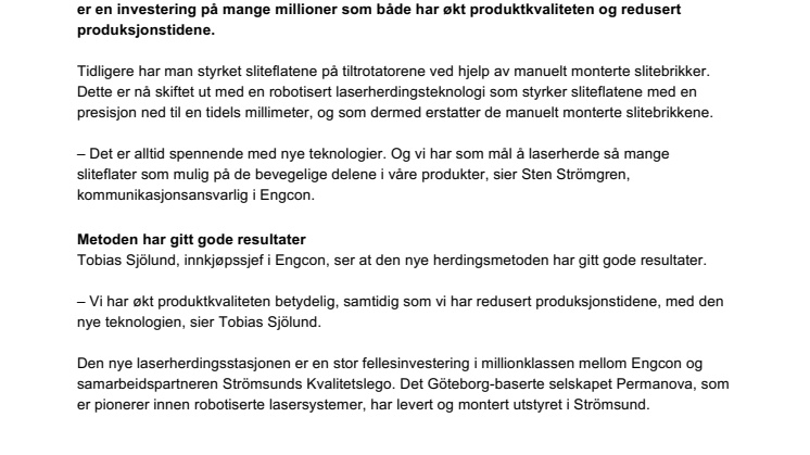 Laserteknologi styrker Engcons tiltrotatorer