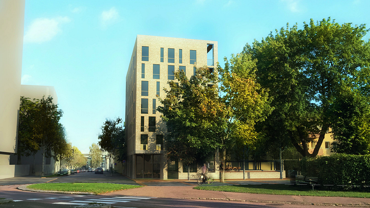 Första huset vid Sundsta torg har fått bygglov.