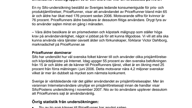 Prismedvetna pensionärer - snabbväxande målgrupp hos PriceRunner