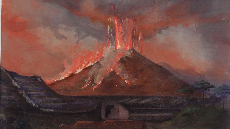 Herman Holmgren (1842–1914): Vesuvius den 26 april 1872. Akvarell på papper, 1872. (T301/1906)
