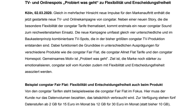 congstar startet neue Kampagne und präsentiert erstmals neues Soundbranding