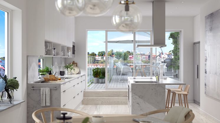 SeaU Helsingborg: kök med terrass