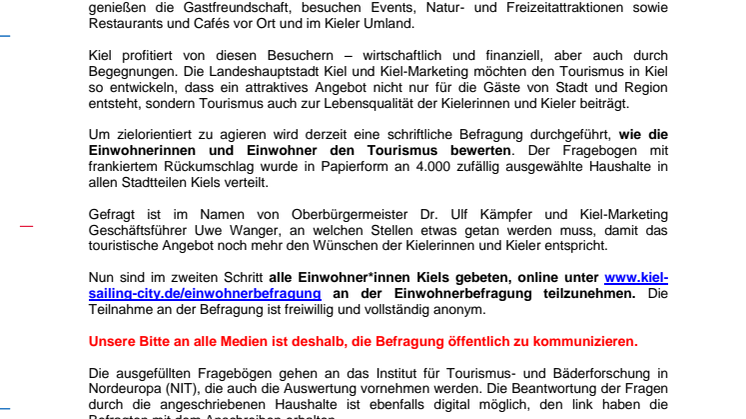 Einwohnerbefragung zum Tourismus in Kiel