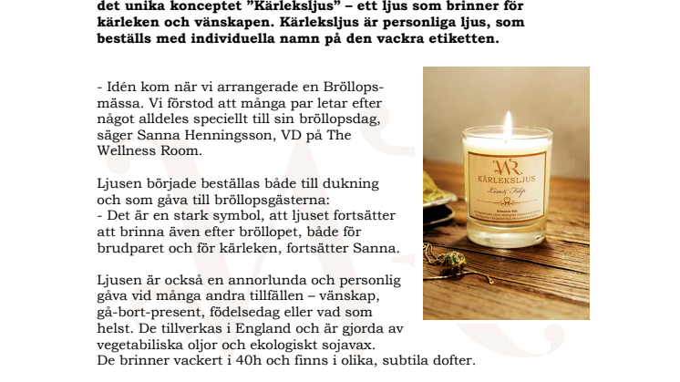 Wellness Room lanserar "Kärleksljus"