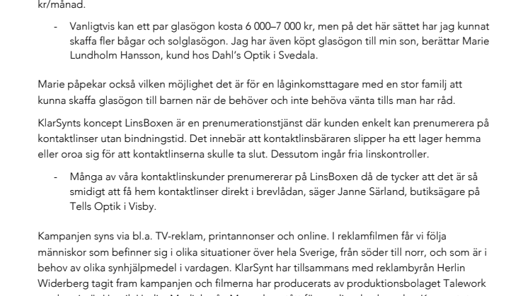 KlarSynt vill förenkla användandet av glasögon och kontaktlinser