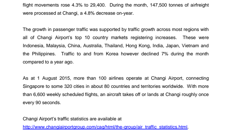 Operating Indicators for July 2015