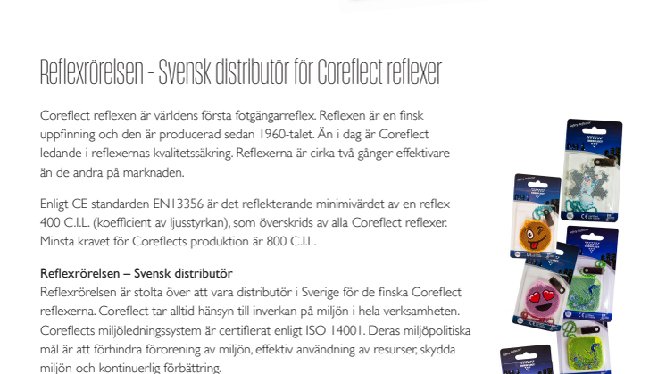 Reflexrörelsen svensk distributör för finska Coreflect reflexer