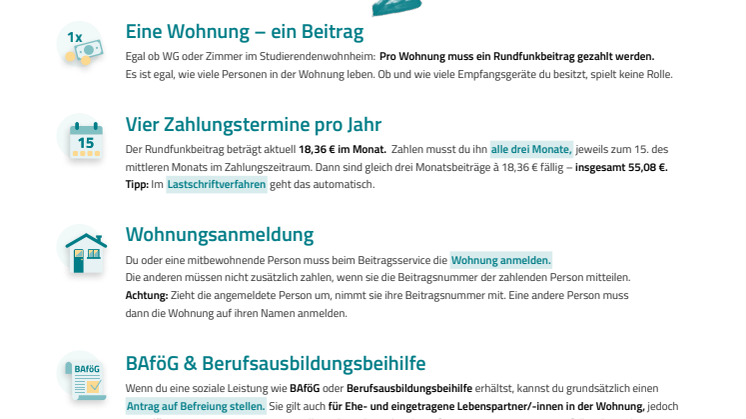 Wissenswertes zum Rundfunkbeitrag für Studierende und Auszubildende