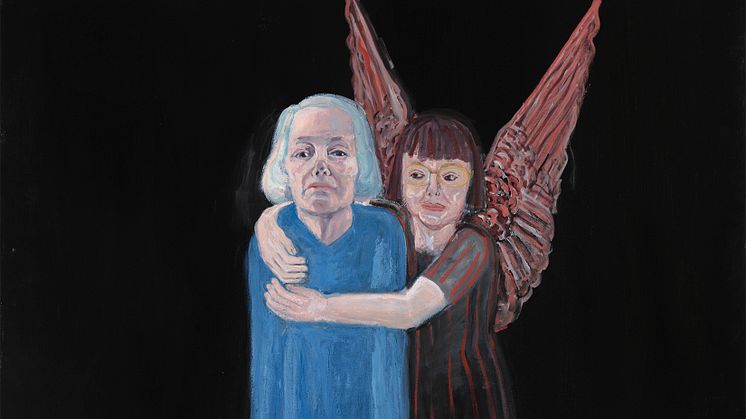 Lena Cronqvist, Skyddsängeln, 2010. Olja och tempera på duk, 165 x 135 cm. Foto: Ove Kvavik/Munchmuseet. Bild beskuren.