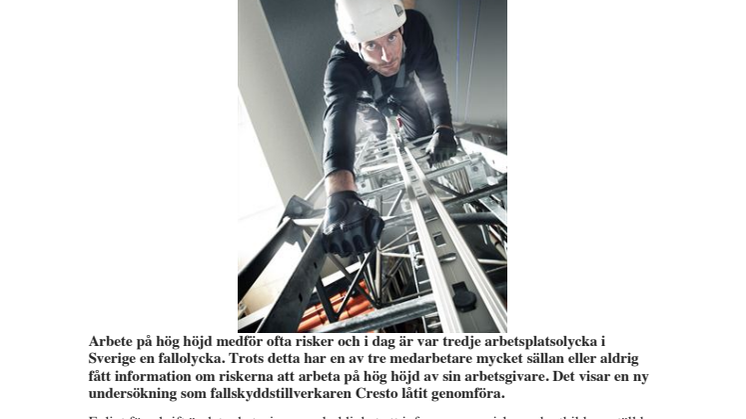Cresto undersöker kompetensnivån vid höghöjdsarbeten (2014)
