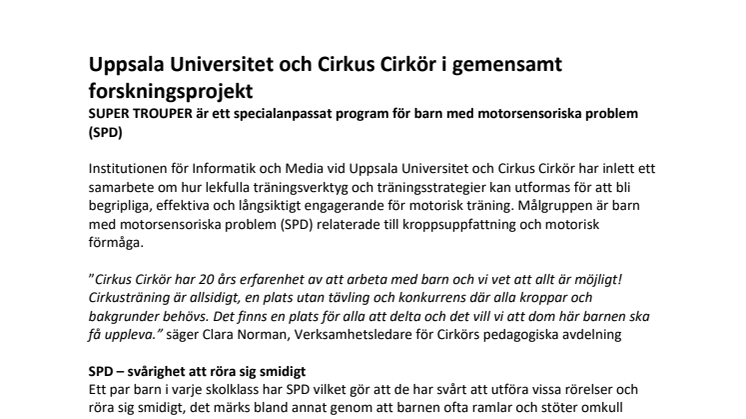 Uppsala Universitet och Cirkus Cirkör i gemensamt forskningsprojekt