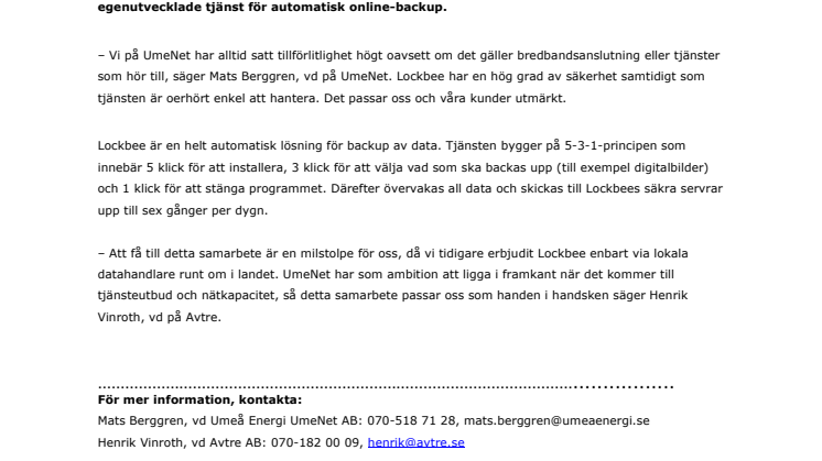 Superenkel backup i Umeå Energis öppna stadsnät UmeNet 