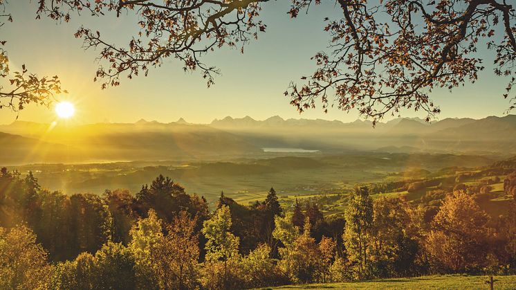 Sicht auf die Berner Alpen und den Thunersee im Herbst © Schweiz Tourismus Fotograf Jan Geerk