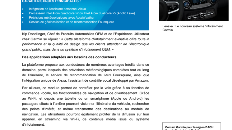 CES de Las Vegas : Garmin annonce une nouvelle plateforme d'infotainment évolutive pour les constructeurs automobiles