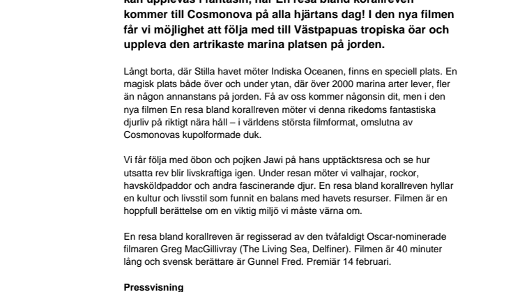 Premiär på Cosmonova: En resa bland korallreven